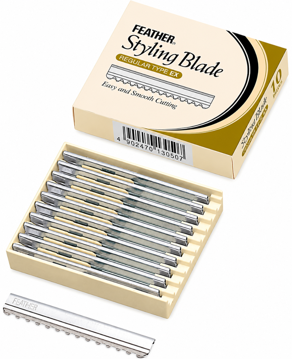 Feather Styling Blade 10 Pcs - Barberblad - Gul - OS Frisørartikler