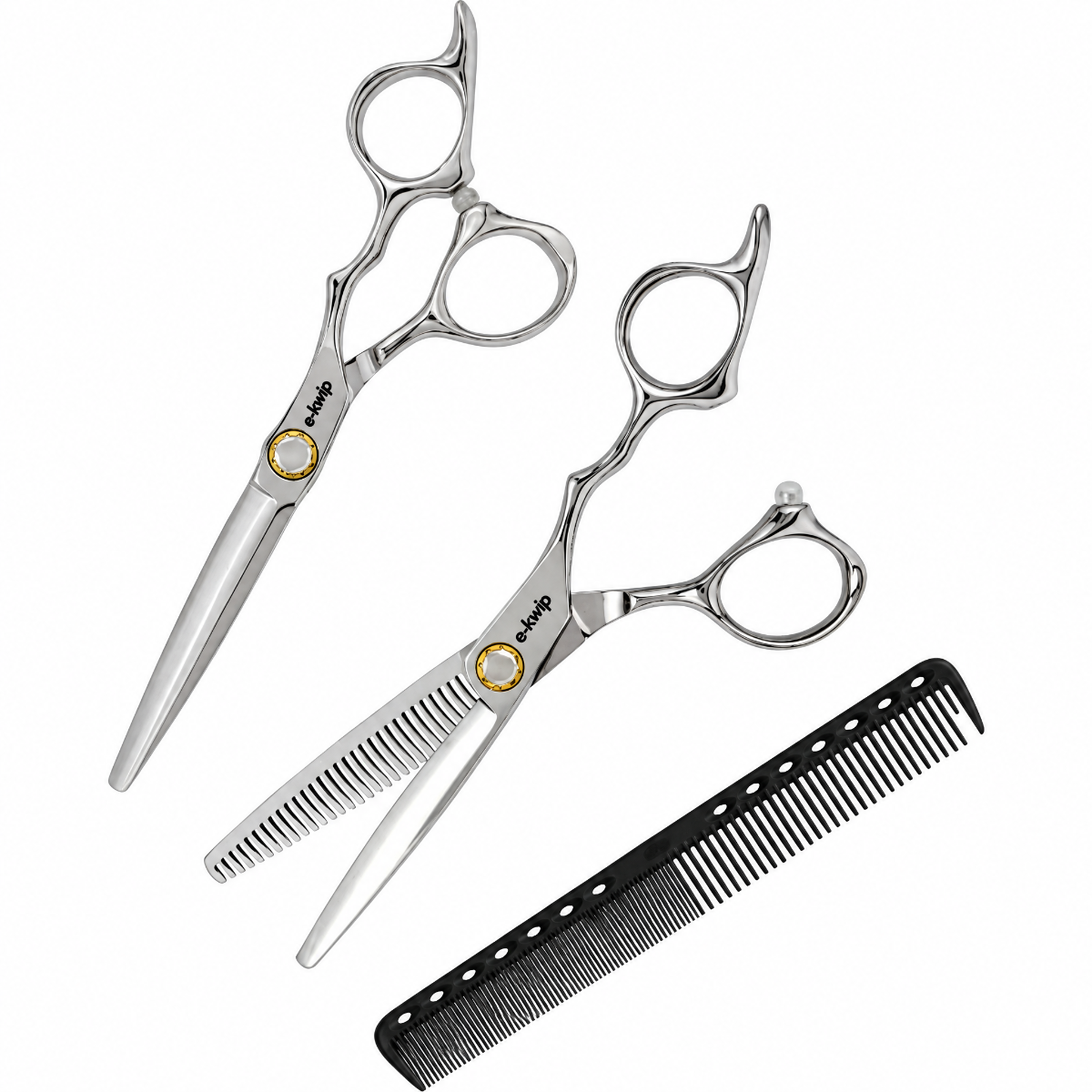 e-kwip Harmony Set Scissor 5.75" Effilersaks 6.0" - Frisørsakse Sæt - Sort - OS Frisørartikler