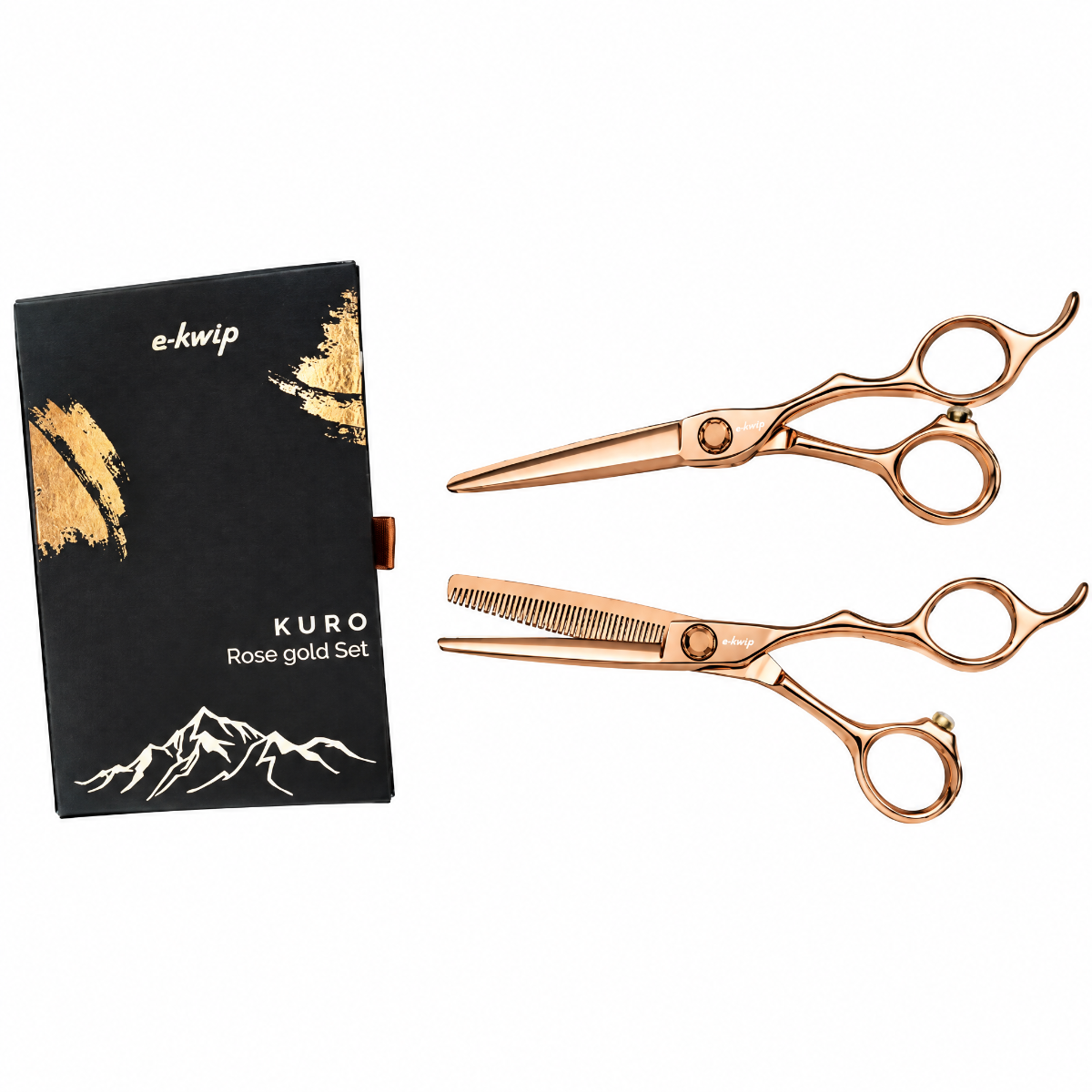 e-kwip Kuro Rose Gold Set - Frisørsakse Sæt - Gul - OS Frisørartikler