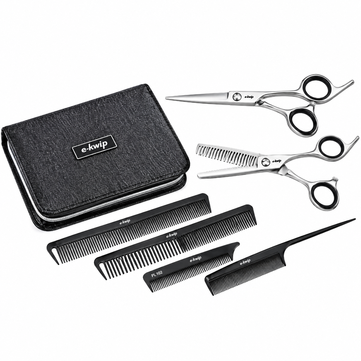 e-kwip Starter Set 2.0 Scissors Set 5,5" - Frisørsakse Sæt - Sort - OS Frisørartikler