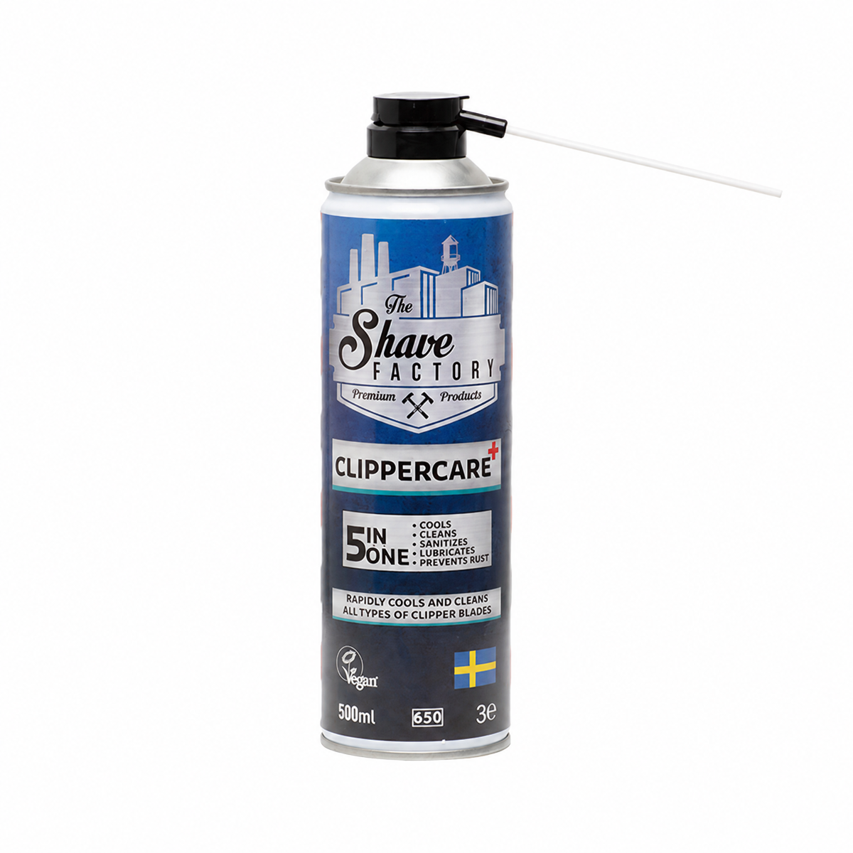 The Shave Factory Clippercare 5IN1 Spray 500 ml - Desinficering & Olie - OS Frisørartikler