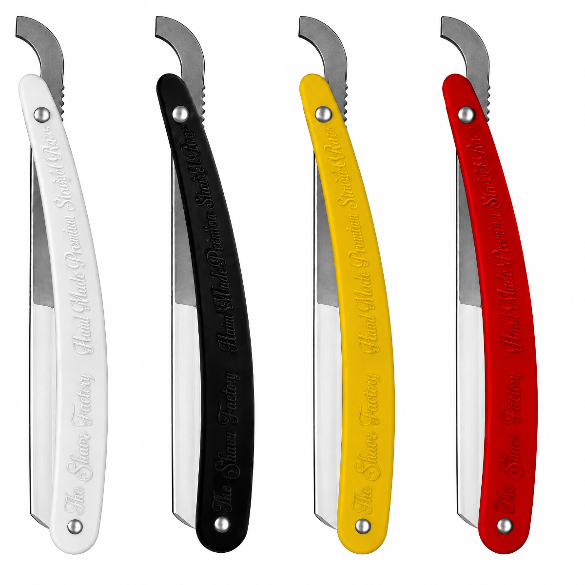 The Shave Factory Hand Made Premium Straight Barberkniv / Razor 12 Pack - Rageknive - Rød - OS Frisørartikler
