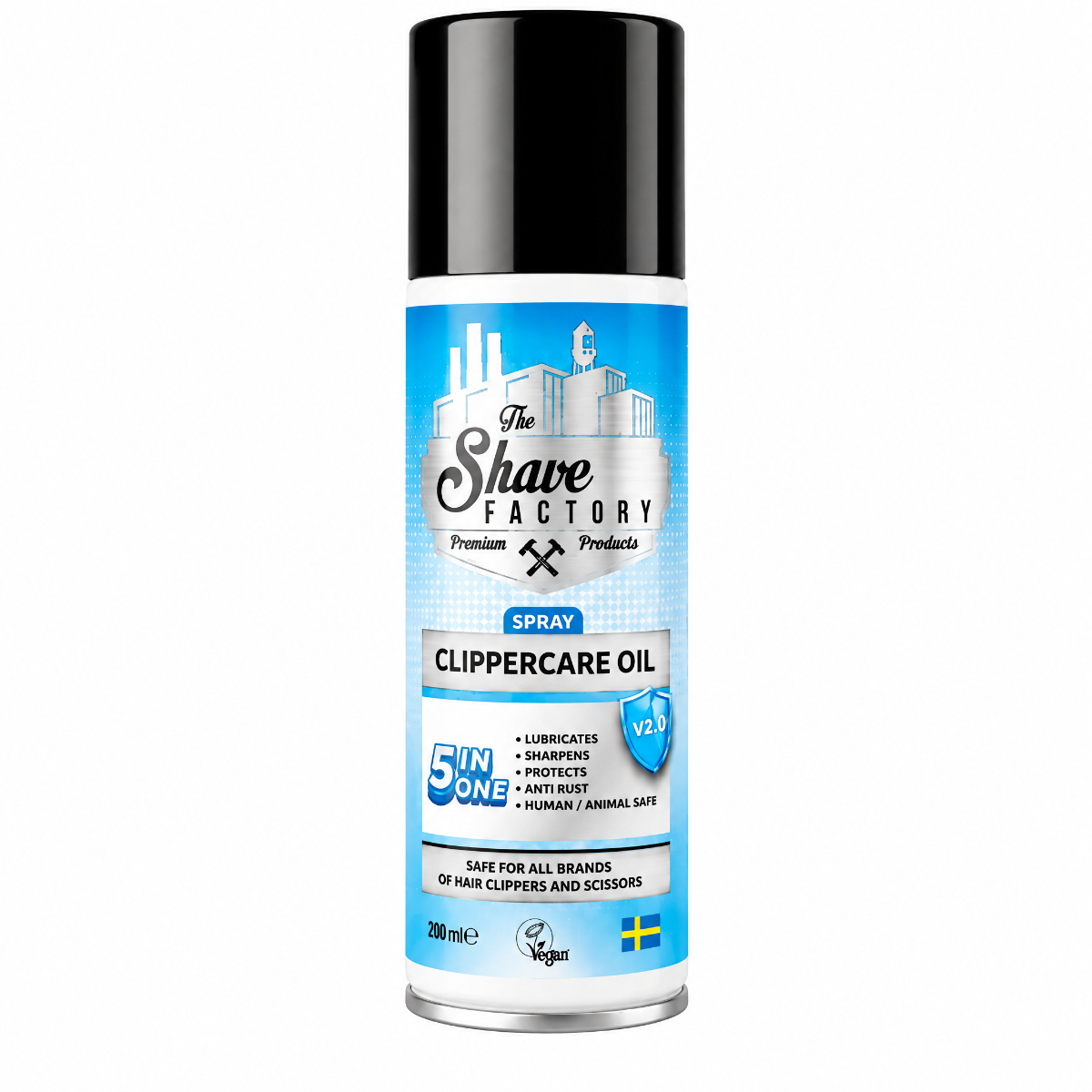 The Shave Factory Clippercare Oil Spray 5in1 Spray 200 ml - Desinficering & Olie - OS Frisørartikler