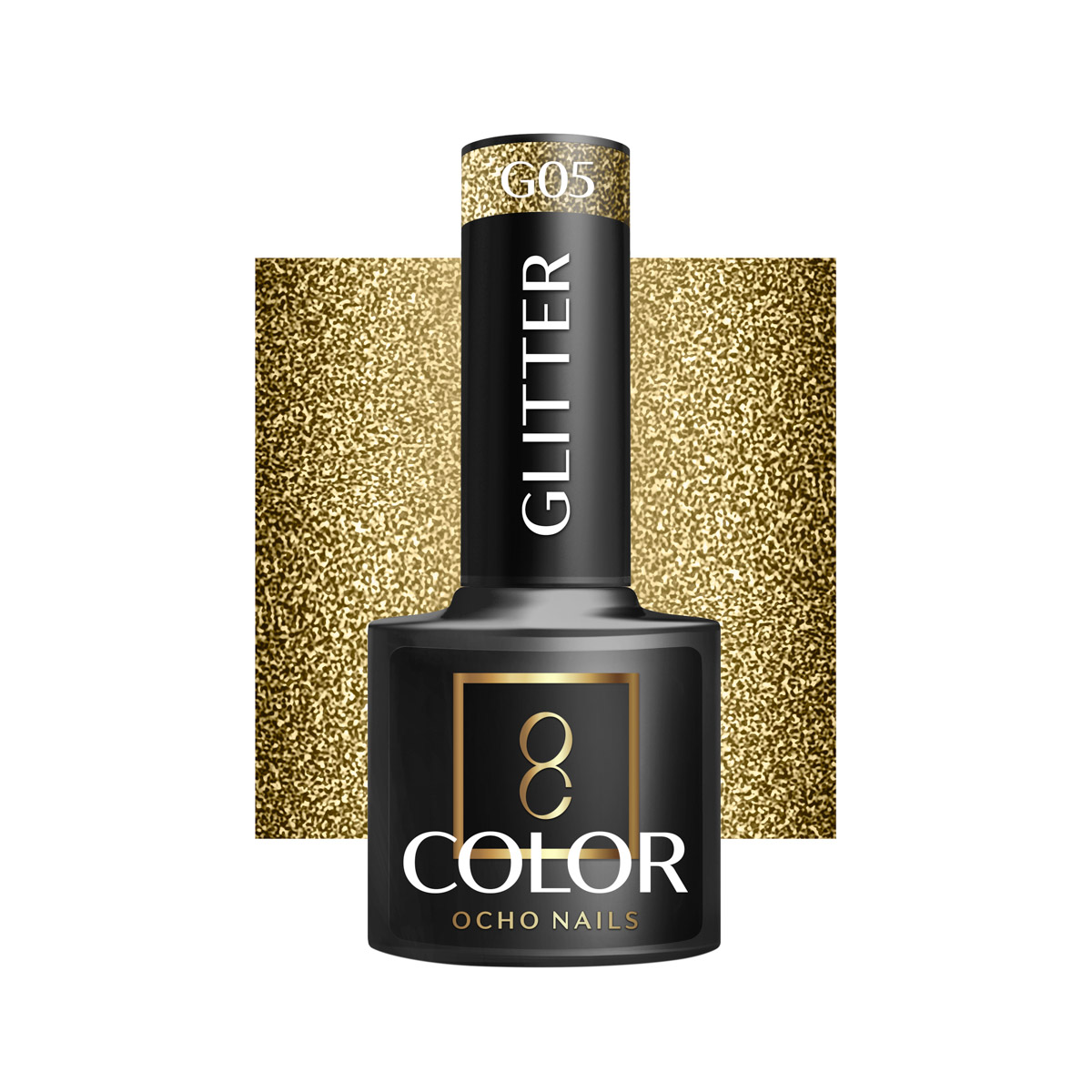 Ocho Nails Hybrid Nail Polish Glitter G05 5g - Neglelak - Sort - OS Frisørartikler