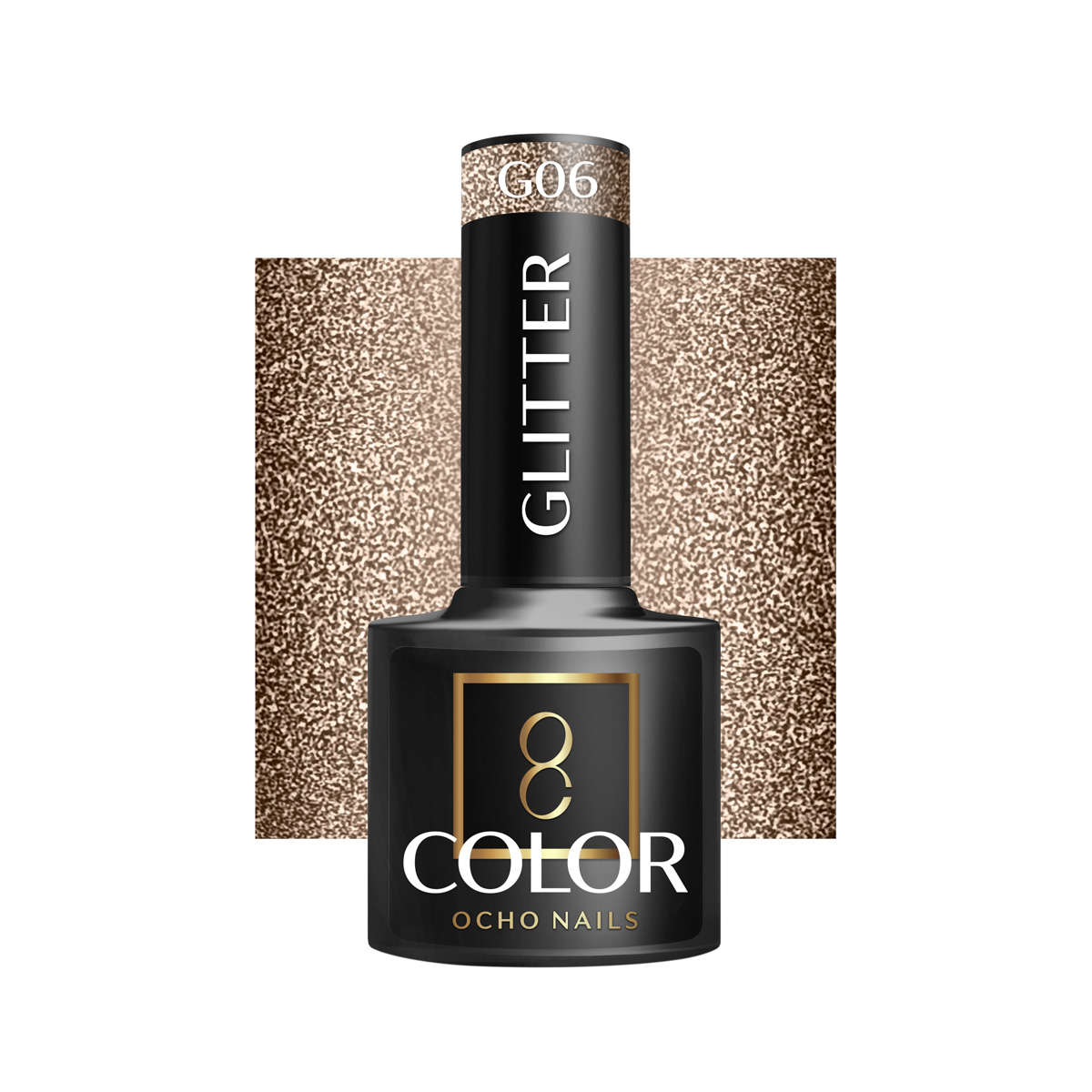 Ocho Nails Hybrid Nail Polish Glitter G06 5g - Neglelak - Sort - OS Frisørartikler