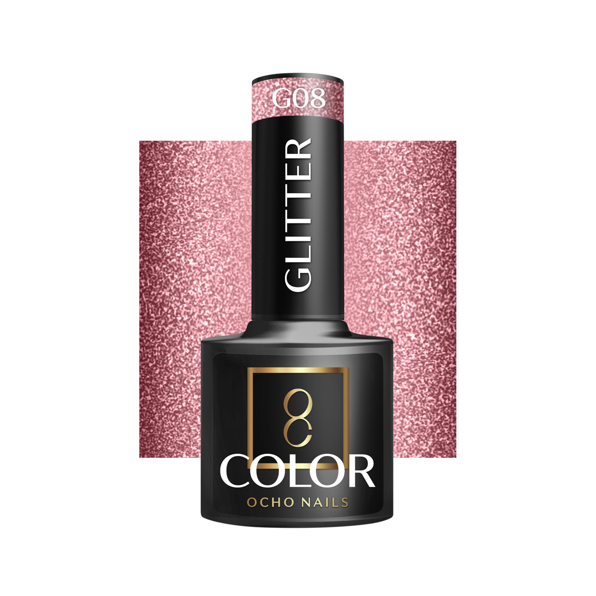 Ocho Nails Hybrid Nail Polish Glitter G08 5g - Neglelak - Sort - OS Frisørartikler