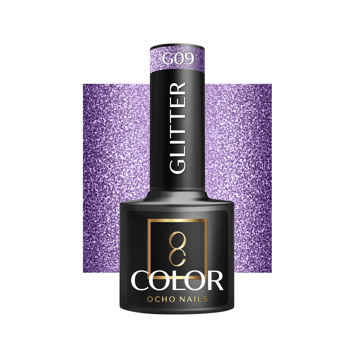 Ocho Nails Hybrid Nail Polish Glitter G09 5g - Neglelak - Sort - OS Frisørartikler