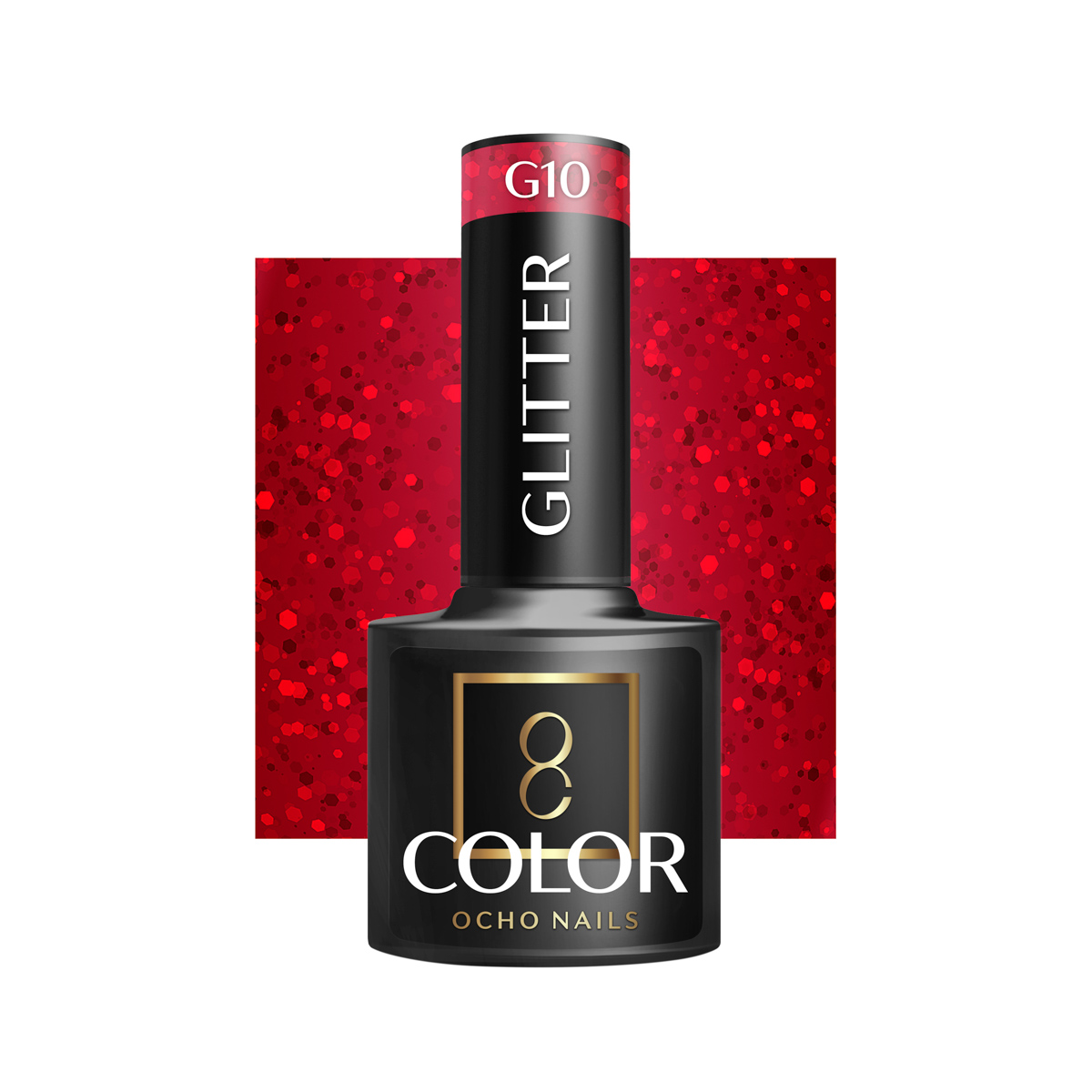 Ocho Nails Hybrid Nail Polish Glitter G10 5g - Neglelak - Sort - OS Frisørartikler