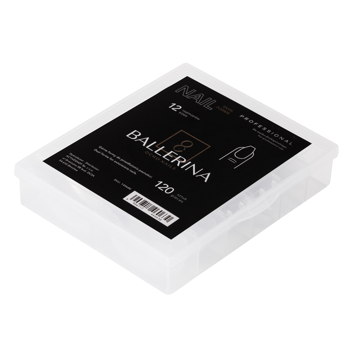 Ocho Nails Dual Forms Ballerina 120 pcs - Negle Tilbehør - Sort - OS Frisørartikler