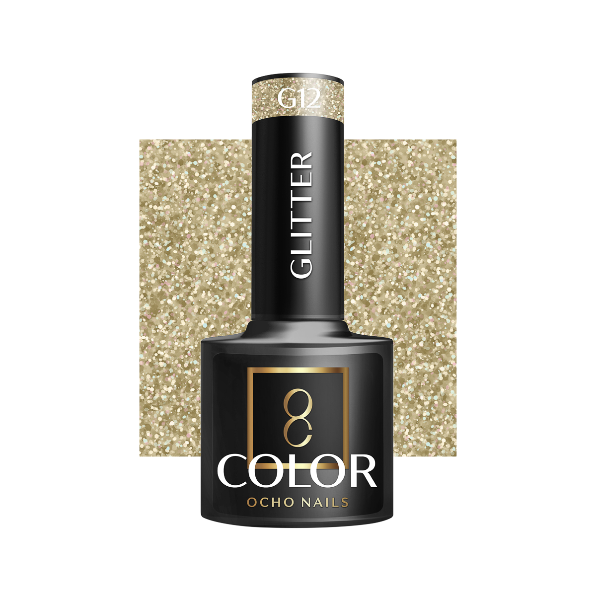 Ocho Nails Hybrid Nail Polish Glitter G12 5g - Neglelak - Sort - OS Frisørartikler
