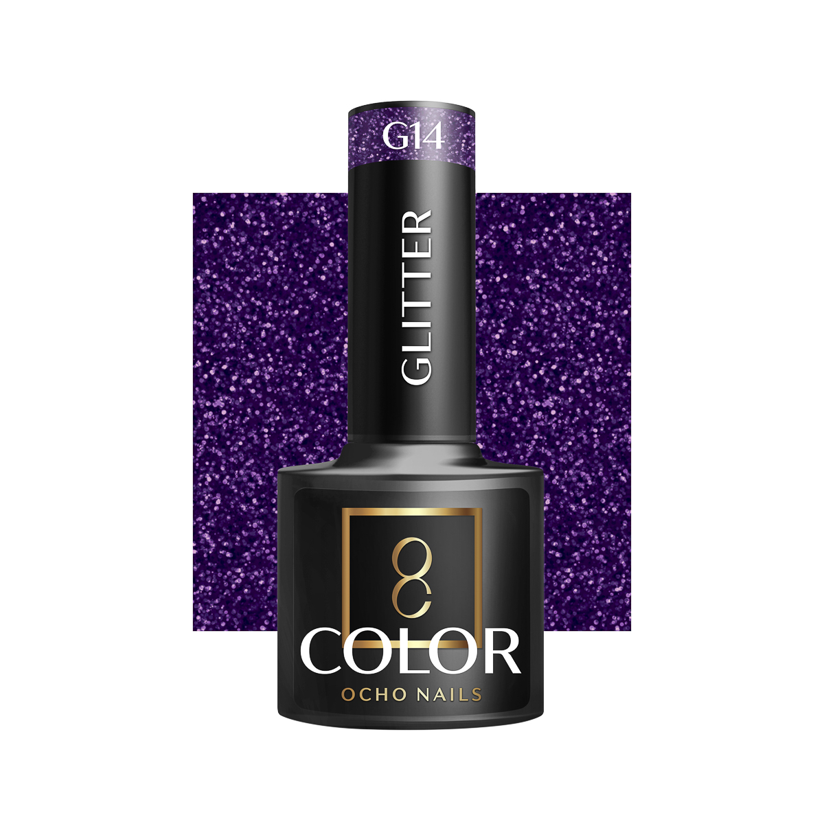 Ocho Nails Hybrid Nail Polish Glitter G14 5g - Neglelak - Sort - OS Frisørartikler