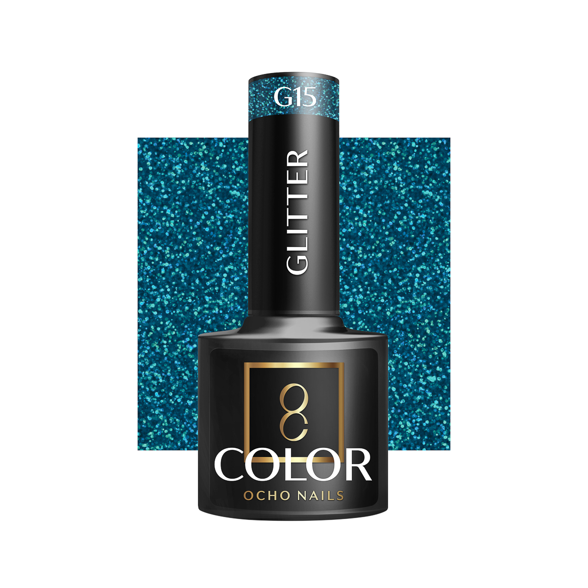 Ocho Nails Hybrid Nail Polish Glitter G15 5g - Neglelak - Sort - OS Frisørartikler