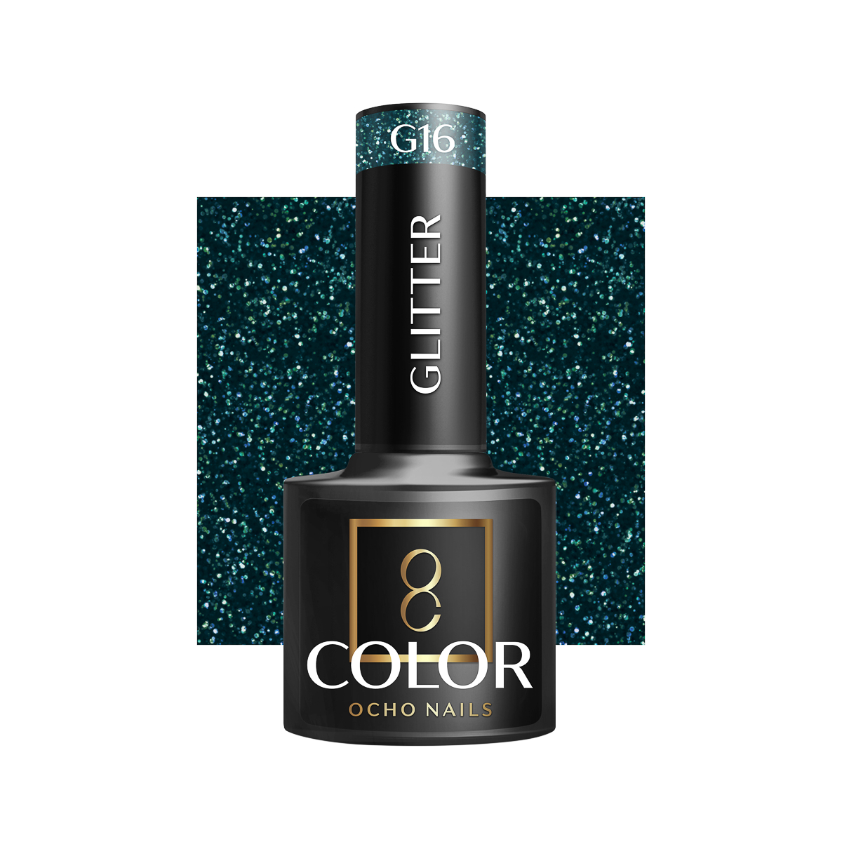 Ocho Nails Hybrid Nail Polish Glitter G16 5g - Neglelak - Sort - OS Frisørartikler