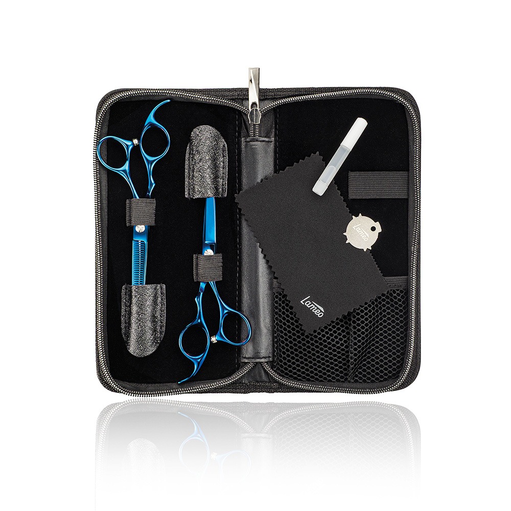 XANIPRO Stage Pro Set Offset Blue 5.5” Professional Cutting Set With Case - Frisørsakse Sæt - Blå - OS Frisørartikler