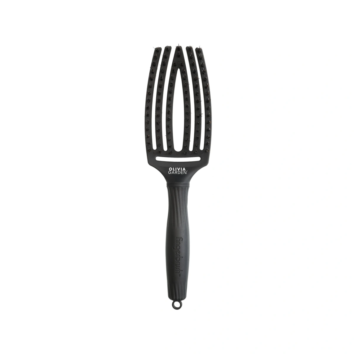 Olivia Garden Fingerbrush Combo Full Black Medium - Detangle Hårbørste - Sort - OS Frisørartikler
