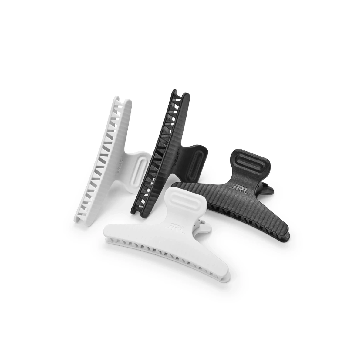 JRL Professional 4 Jaw Hair Clips 2 Black & 2 White - Hårklips - Sort - OS Frisørartikler