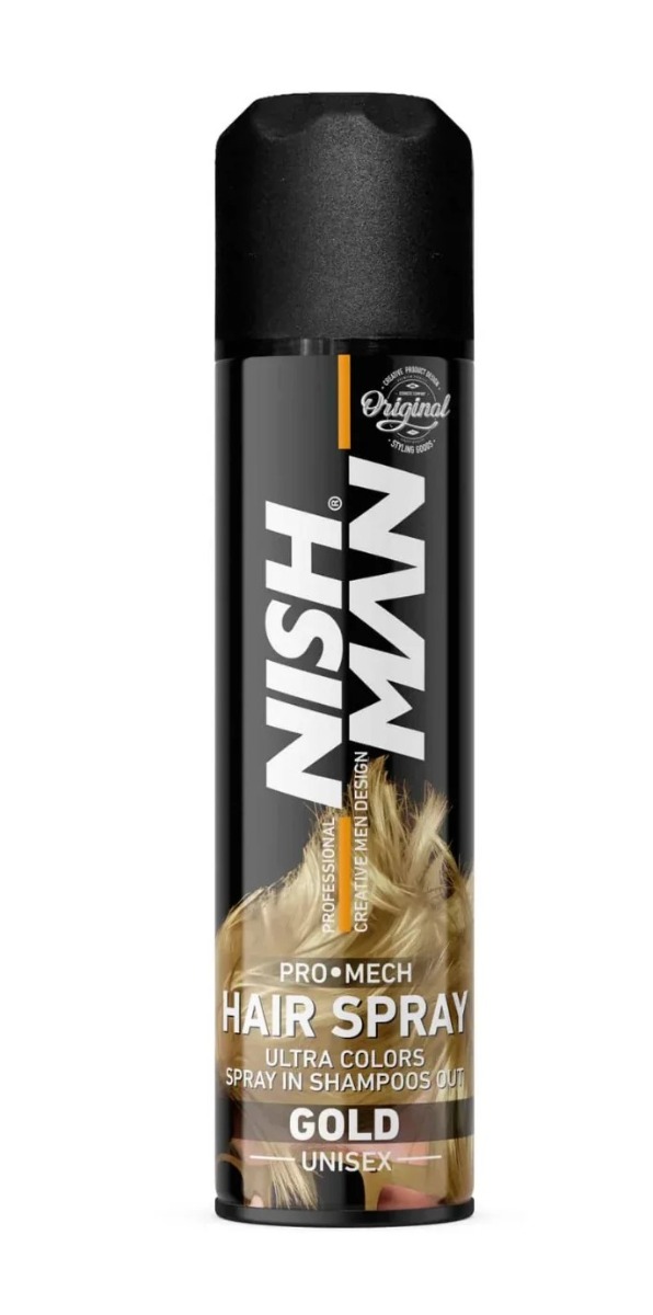 Nishman Hair Coloring Mech Spray Gold 150 ml - Hårfarve Spray - Grå - OS Frisørartikler