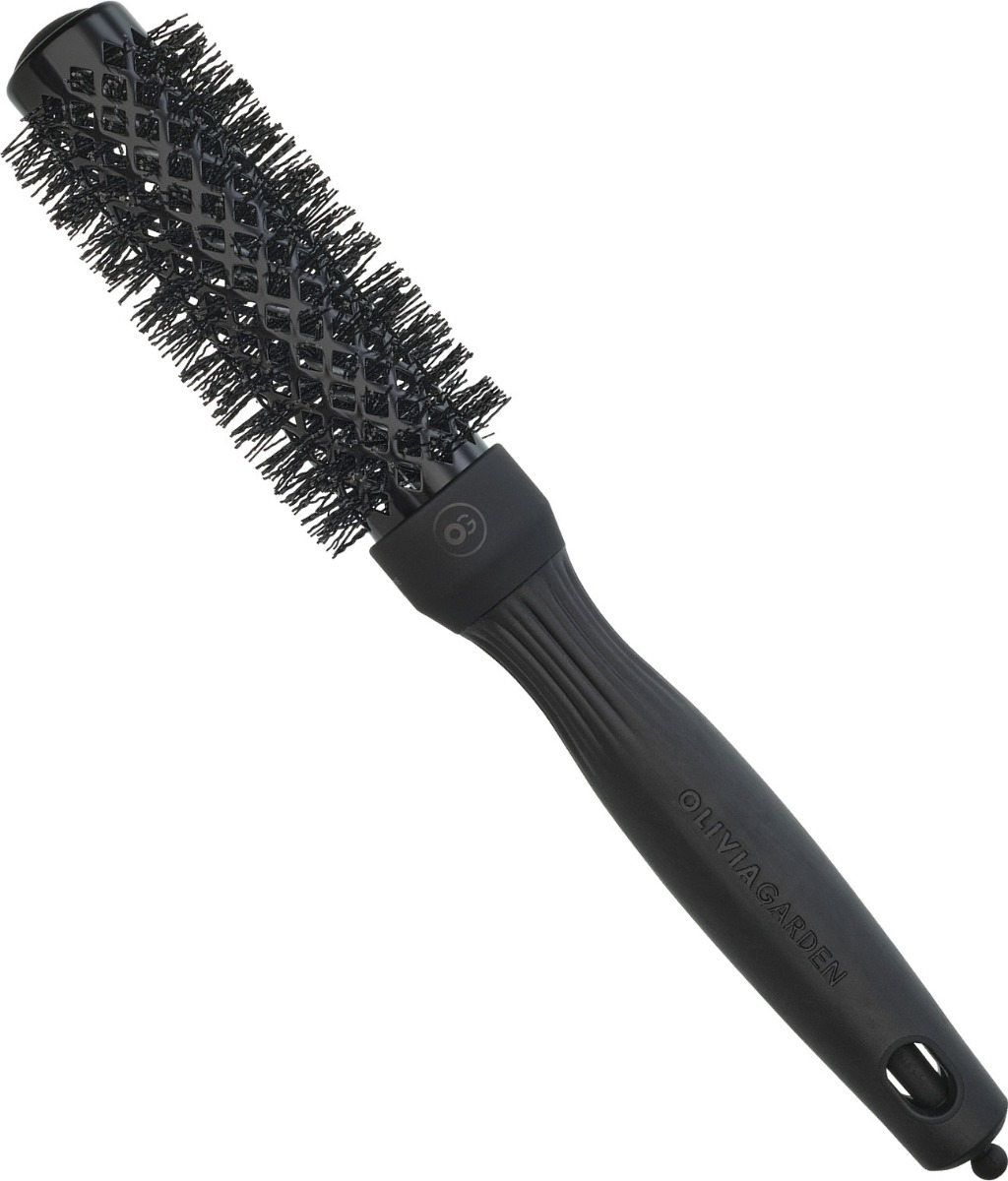 Olivia Garden Expert Blowout Shine Black 25 mm - Rundbørste - Sort - OS Frisørartikler