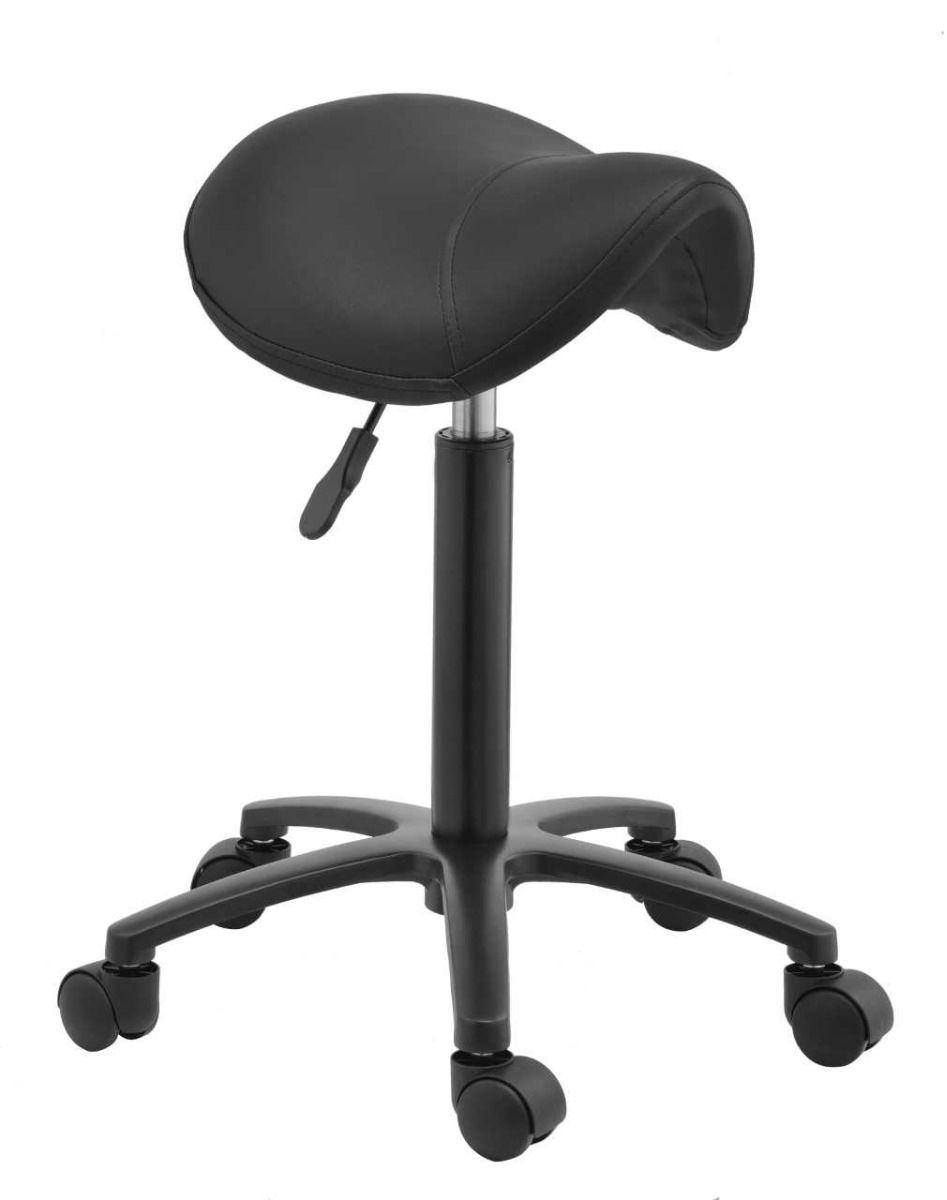 Hairway Stylists Saddle Stool Profi Black Base - Klippestole - Sort - OS Frisørartikler