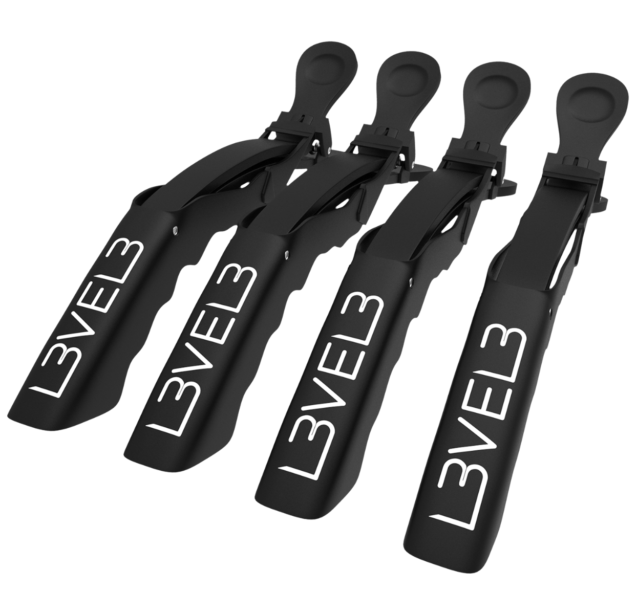 L3VEL3 Hair Croc Clips 4 Pack - Hårklips - Sort - OS Frisørartikler