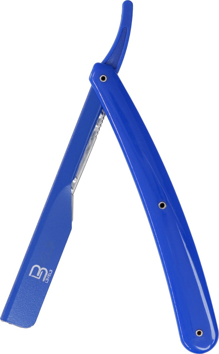 L3VEL3 Straight Barberkniv / Razor Holder Blue - Rageknive - Blå - OS Frisørartikler