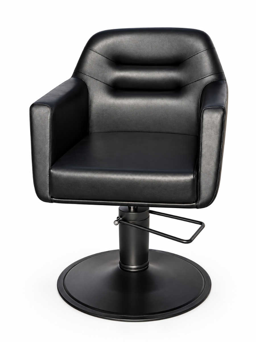 Hairway Frisørstol LOOP Black Base Black Chair - Styling Stole - Gul - OS Frisørartikler