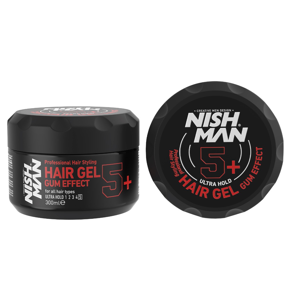 Nishman Ultra Strong Gum Effect Hair Gel 5+ 300 ml - Cream & Gel - OS Frisørartikler
